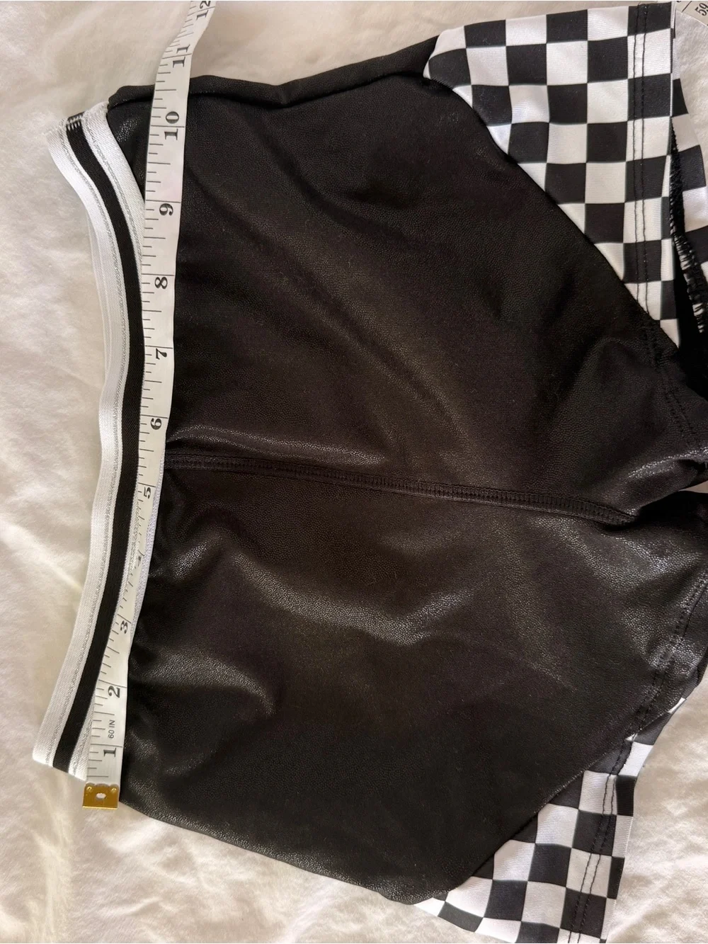 Black Checkered Trim Athletic Shorts Cartwheel Shorts